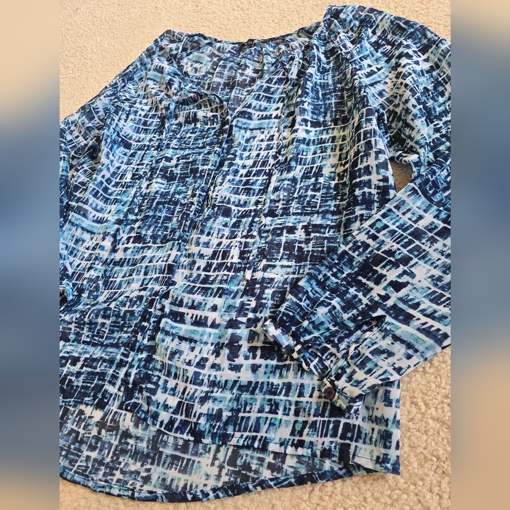 🌈George Hidden Button Down Lightweight Long Sleeve Blouse